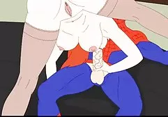 性感的金发女郎降低了她的红色内裤和手淫的屁股