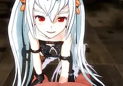 青少年婊子Erika Korti坐在地板上，自慰毛茸茸的猫